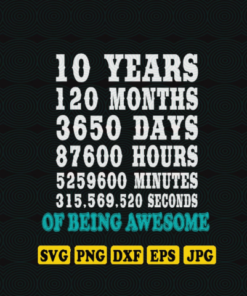 10th Birthday Svg Dxf Png 10 Years Old Svg Birthday Countdown Of Being Awesome Turning 10 Svg 10st Birthday Svg 10th Birthday Gift