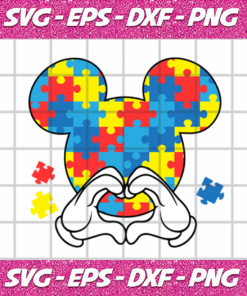 Autism Awareness Heart Puzzle Mickey SVG STUDIO FILE cut Cameo Curio Cricut Dxf - INSTANT DOWNLOAD