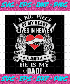 A Big Piece Of My Heart Lives In Heaven And He Is My Dad Trending Svg Dad In Heaven Svg Heaven Svg Heaven Gift Family Loss Memory Svg Dad Svg Dad Gift Gift For Family Dad Lovers Daddy Messages For Dad