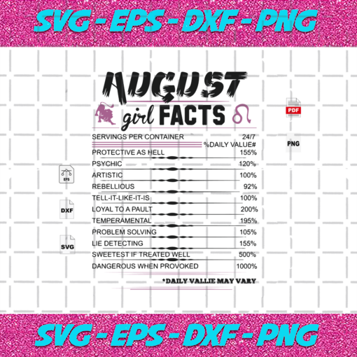 August Girl Facts Daily Value Leo Zodiac August Birthday Svg BD13082020