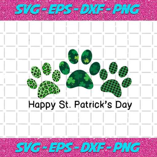 Dog Paw Happy St Patricks Day Svg TD30012119