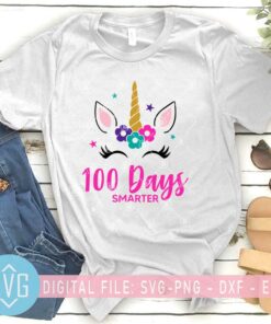 100 Days of School SVG 100 Days Smarter Unicorn SVG Unicorn Lover SVG Unicorn SVG