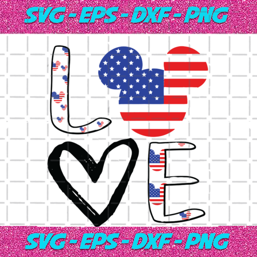 Love Mickey 4th Of July Mickey Head Mickey American Flag Independence Day Svg IN17082020