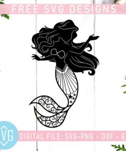 Mermaid Girl Free SVG Mermaid Free Vector Cute Mermaid SVG Instant Download