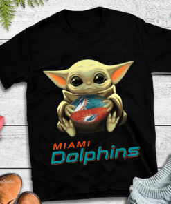 Baby Yoda Hug Miami Dolphins PNG Design Star Wars shirt Miami Dolphins shirt Baby Yoda png football T-Shirt Baby Yoda NFL logo