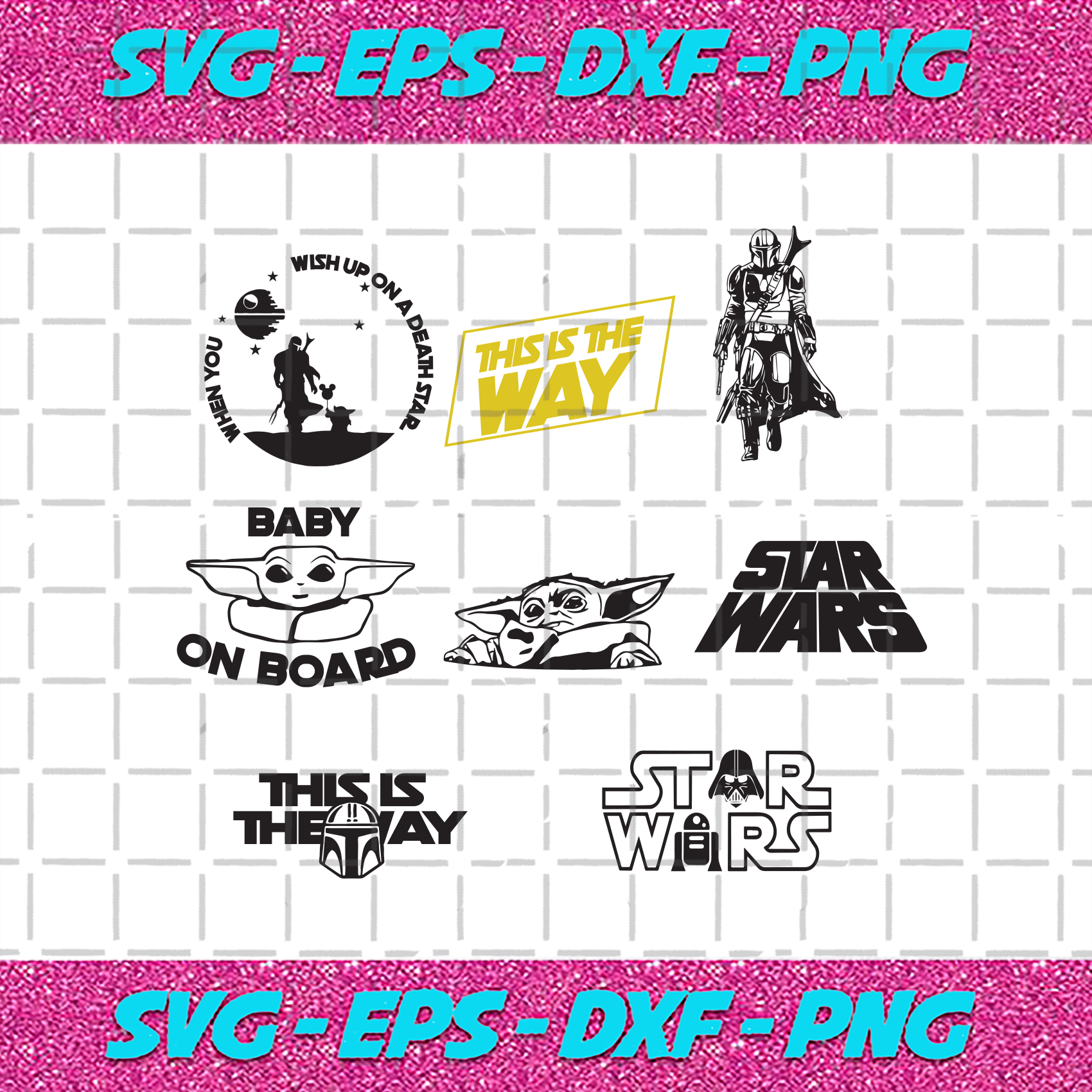 Star Wars Bundle Svg Star Wars Svg Star Wars Bundle Star Wars Logo Star Wars Clipart Star Wars Vector Baby Yoda Svg Mandalorian Svg The Child Svg Grogu Svg Boba Fett Svg