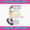 Women belong in all places where decisions are being made Ruth Bader Ginsburg Notorious Svg TD2102020