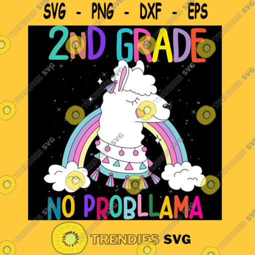 2nd grade first day of school no probllama llama rainbow T Shirt