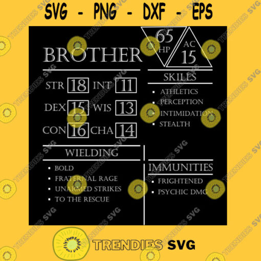 Brother Stats Character Sheet White Essential T Shirt