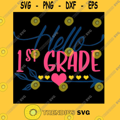Hello 1st Grade Heart Hello First Grade Back To School T Shirt