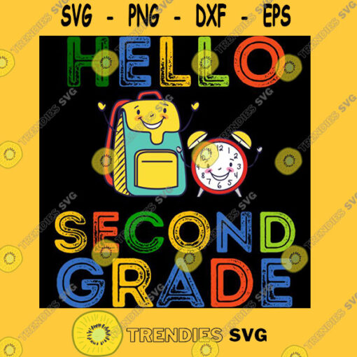 Hello Second Grade Colorful Funny Backpack Vintage In White Classic T Shirt