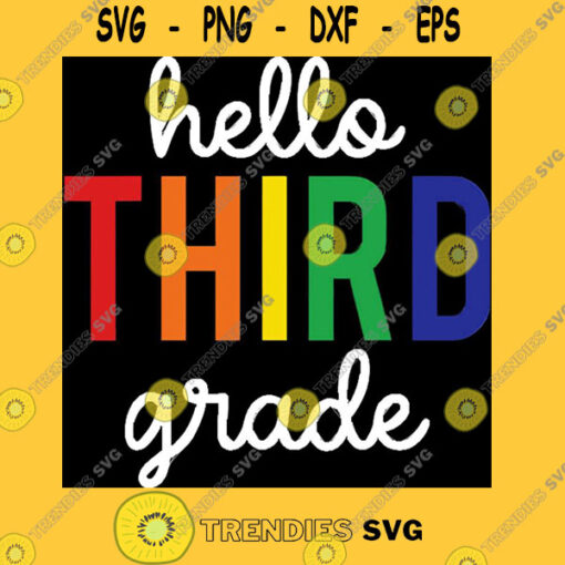 Hello Third Grade Rainbow First Day of School Kid T Shirt