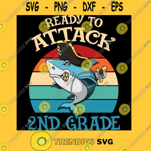 Ready To Attack 2ND Grade Back To School Funny Shark T Shirt