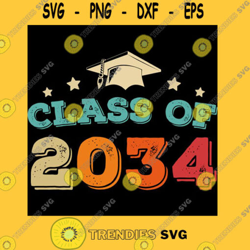 Vintage Class Of 2034 Pre K Graduate Preschool Graduation Grow With Me T Shirt