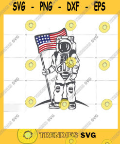 America SVG Astronaut With American Flag