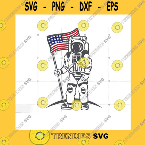America SVG Astronaut With American Flag