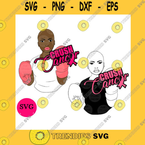 America SVG Pink Ribbon Svg Crush Cancer Svg African American Pink High Heels Cancer Ribbon Black Cancer Svg Breast Cancer Svg Woman Svg Copy