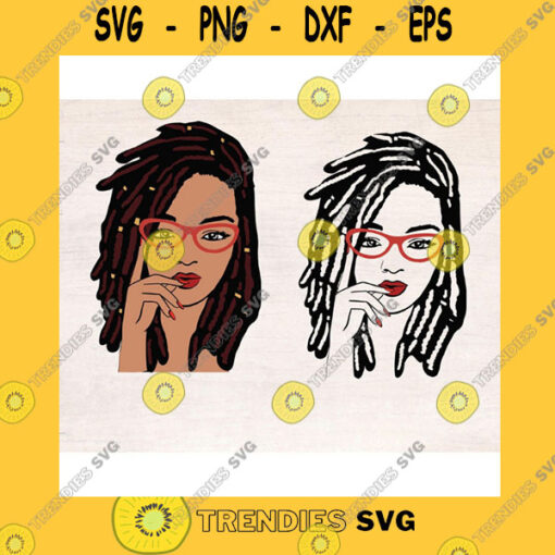 America SVG Women With Locs And Glasses Layered Svg Bundle African American Natural Hair Svg Locd Melanin Loc Queen Svg Cut File Cricut