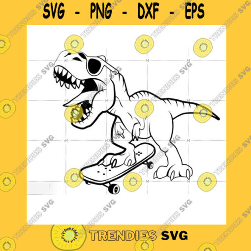 Animals SVG Dino On Skateboard Dino