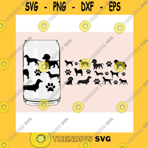 Animals SVG Dogs Paw Glass Wrap Svg Png Can Glass Wrap Dog Pattern Glass Wrap Svg 16Oz Full Wrap Svg Can Glass Coffee Can Glass Dog Lovers Paw