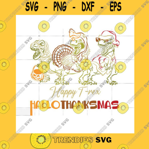 Animals SVG Happy T Rex Hallothanksmas