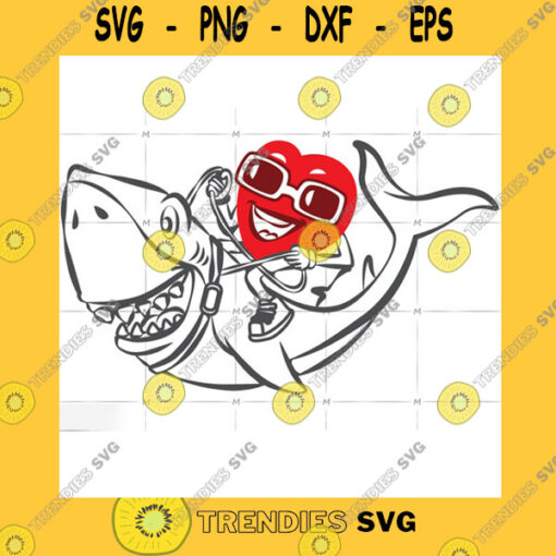 Animals SVG Heart Riding Shark Heart