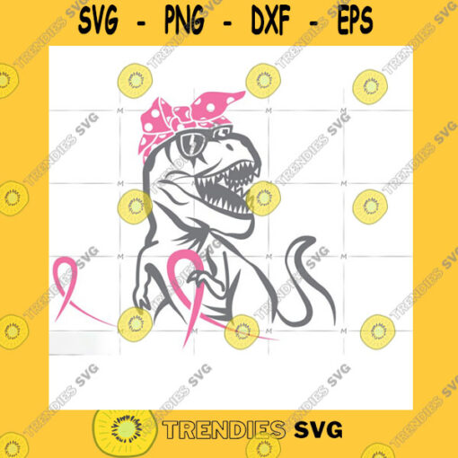 Animals SVG Mamasaurus With Cancer Ribbon