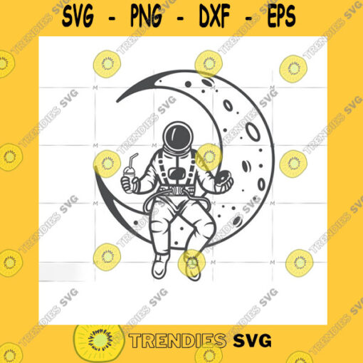 Astronaut SVG Astronaut Take A Snack On The Moon