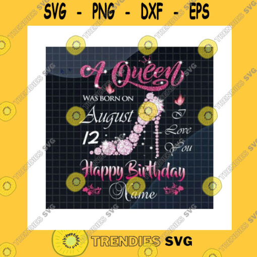 Birthday SVG A Queen Was Born On September 12 Png Custom Name Date Of Birth Pink Diamond High Heel Custom Birthday Gift Png Sublimation Print