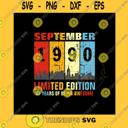 Birthday SVG Birthday 1990 Svg Retro Vintage September 1990 Png Im Not Old Im Classic Cutfile Cricut Svg Sublimation Printing Png