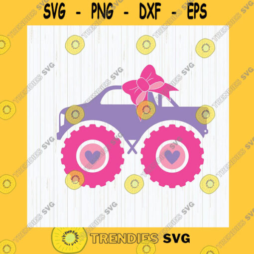 Birthday SVG Girl Monster Truck With Bow Svg Monster Truck Svg Girl Monster Funny Birthday Party Svg Truck Svg Girls Cut Files Cricut Download