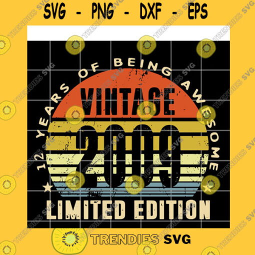Birthday SVG Vintage 2009 Limited Edition 12 Years Of Being Awesome Svg Birthday Svg