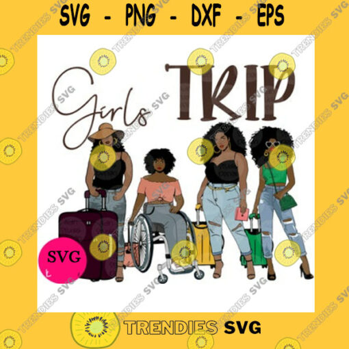 Black Girl SVG Melanin Black Woman Svg Luggage Ladies Getaway Vacation Adventure Fun Together Plans Friends Therapy Travel Confident Trip Wheelchair Copy
