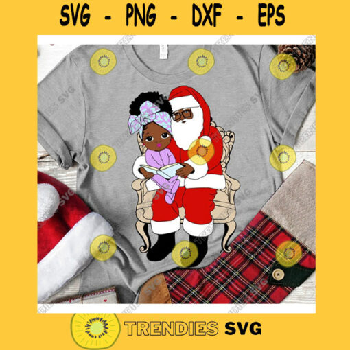 Black santa Merry Christmas SVG PNG Kinky Natural Hair Afro Christmas Cutting File for Cricut Woman carring gift boxes black Christmas