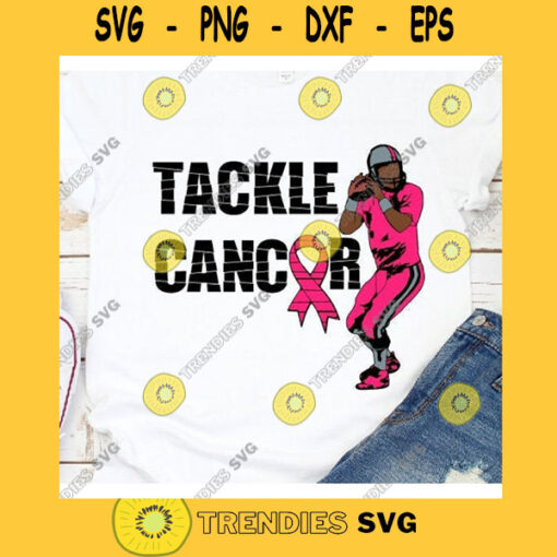 Breast cancer svg Tackle cancer svg Pink ribbon svg Football Tackle Breast Cancer Svg Tackle cancer png sublimation