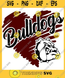 Dog SVG Bulldogs Svg Dogs Svg Cricut Cut Files Bulldog Heart School Spirit Pride High School Mascot