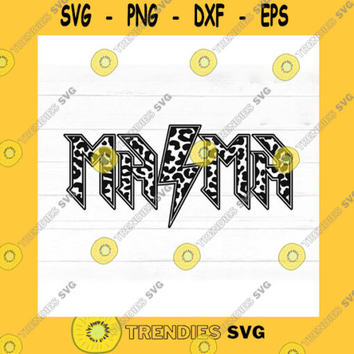 Family SVG Lightning Bolt Mama Leopard Svg Cut File Rock N Roll Mama Rock Band Shirt Design For Mom Png Sublimation Print File Design Commercial Use