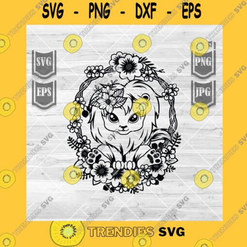 Flower SVG Cute Floral Lion Svg Lion Png Floral Animal Svg Baby Lion Svg Lion Cutting Files Lion Clipart Lion Cutfiles Instant Download