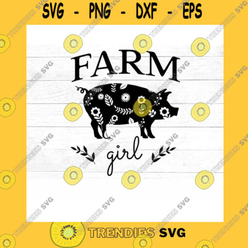 Flower SVG Farm Girl Svg Farm Svg Floral Pig Svg Pig Farmer Svg Mandala Pig Svg Png Jpg Dxf Cut Files For Cricut And Silhouette