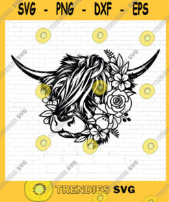 Flower SVG Highland Cow Svg Highland Heifer Svg Cow With Flower Crown Svg Cow With Flowers On Head Cow Clipart Cow Png Cute Cow Svg File
