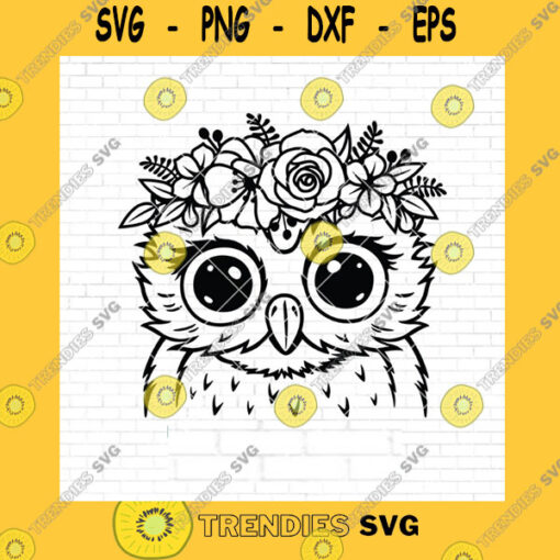 Flower SVG Owl Flower Crown Svg Owl Svg File Owl Cut File Floral Owl Svg Animal Face Animal With Flower Svg Owl With Flowers On Head Svg