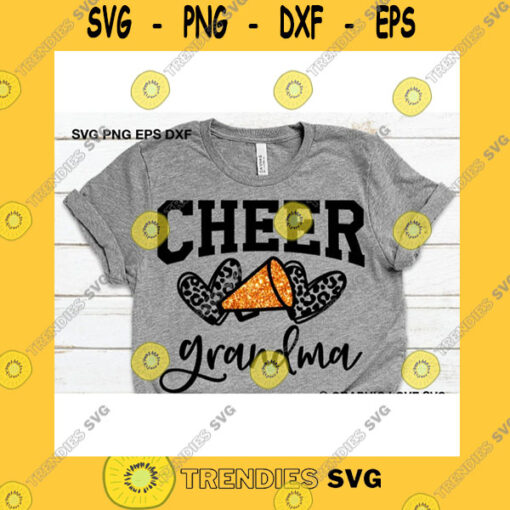 Funny SVG Cheer Grandma Svg Leopard Cheerleader Svg Glitter Megaphone Leopard Print Heart Svg Team Shirts Svg Cheer Grandma Shirt Iron On Png