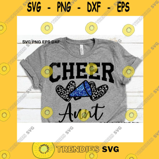 Funny SVG Cheerleader Aunt Svg Leopard Glitter Cheerleader Svg Blue Glitter Leopard Print Heart Svg Group Shirts Svg Cheer Aunt Shirt Iron On Png