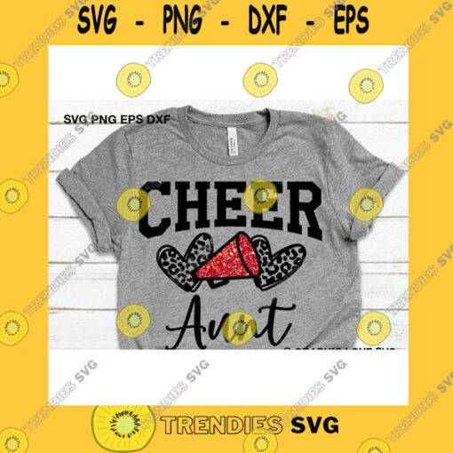 Funny SVG Cheerleader Aunt Svg Leopard Glitter Red Cheerleader Svg Leopard Print Heart Svg Group Shirts Svg Cheer Aunt Shirt Iron On Png