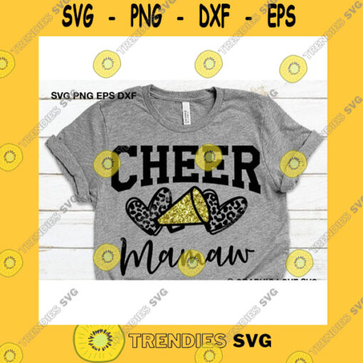 Funny SVG Cheerleader Mamaw Svg Leopard Glitter Cheerleader Svg Leopard Print Heart Svg Cheer Shirts Svg Cheer Mamaw Shirt Iron On Png