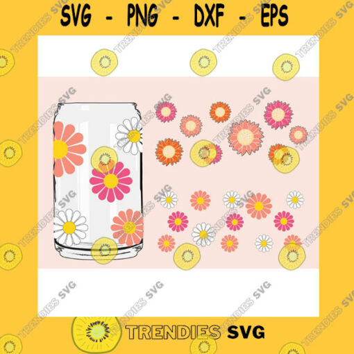 Funny SVG Daisy Flower Glass Wrap Svg Png Can Glass Wrap Sunflower Glass Wrap Svg 16Oz Full Wrap Svg Can Glass Svg Iced Coffee Glass Wrap Svg Png