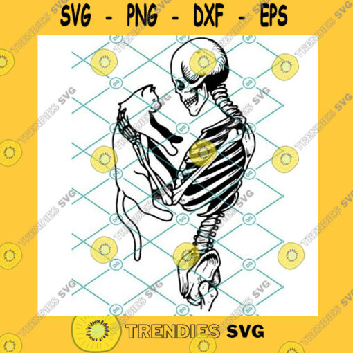 Funny SVG Funny Skeleton With Cat Svg Skeleton Cat Print Svg Black Cat Lover Svg Dead Inside Cricut Skeleton Svg