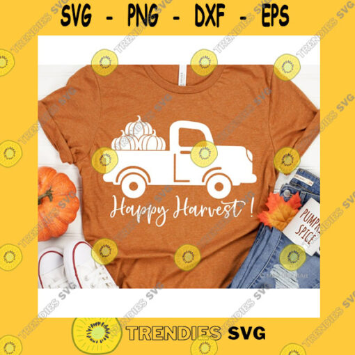 Funny SVG Happy Harvest Svg Pumpkin Truck Svg Fall Svg Pumpkins Svg Vintage Truck Svg Autumn Shirt Svg Files For Cricut Silhouette Png