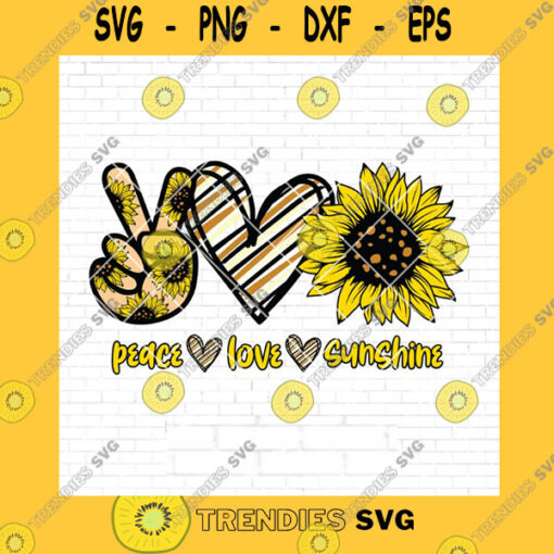 Funny SVG Peace Love Sunshine Svg Sunflower Svg Peace Love Svg Hand Peace Sign Svg Hand Drawn Heart Svg Svg For Cricut Silhouette Png