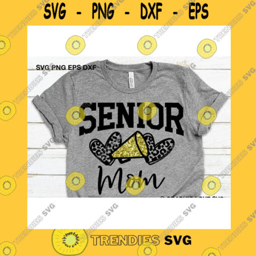 Funny SVG Senior Mom Svg Leopard Glitter Cheerleader Svg Shimmer Gold Leopard Print Heart Svg Group Tee Svg Cheer Mom Graduation Shirt Iron On Png